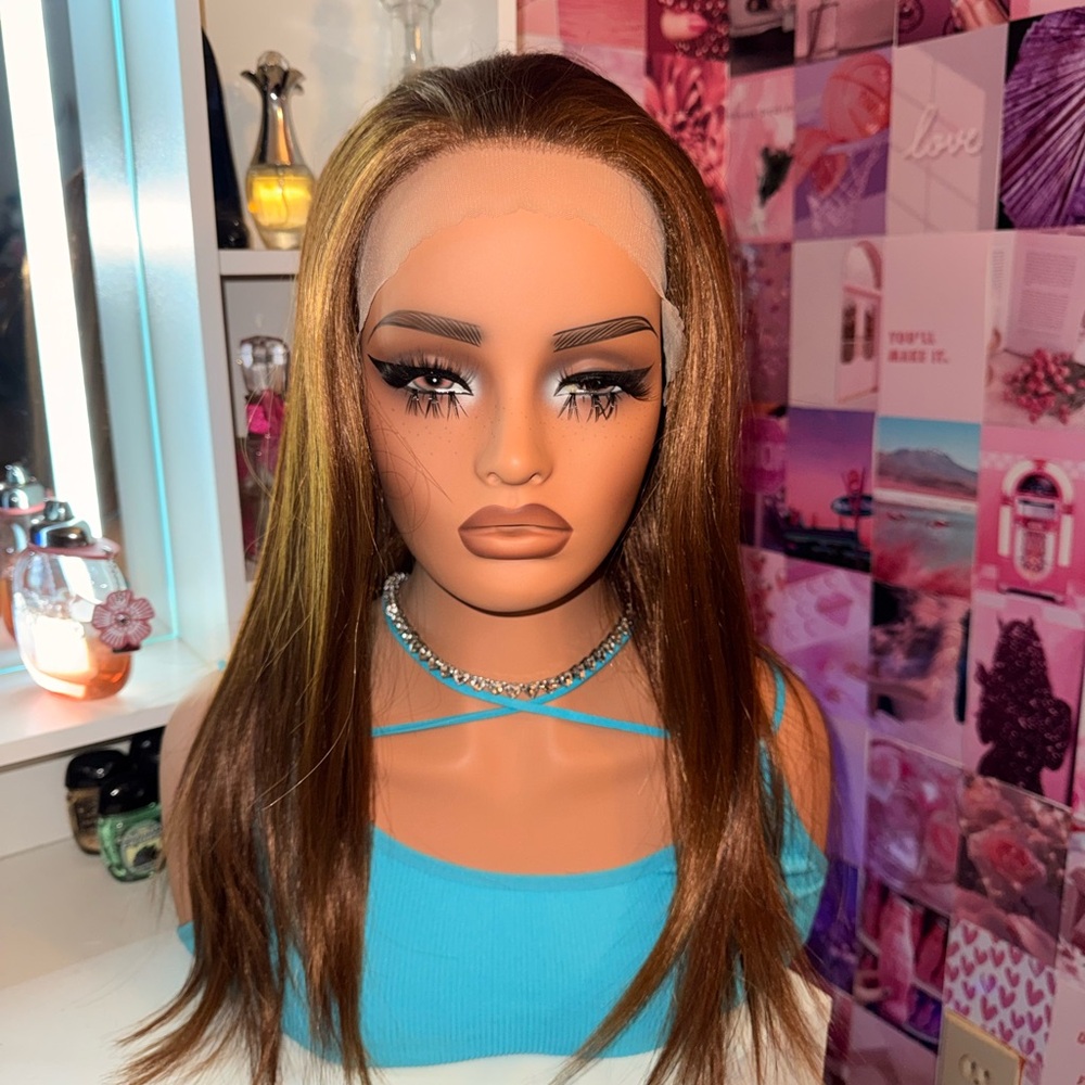Lace Front Wig Brown With Highlights| Pre-Plucked Hairline | Natural Everyday